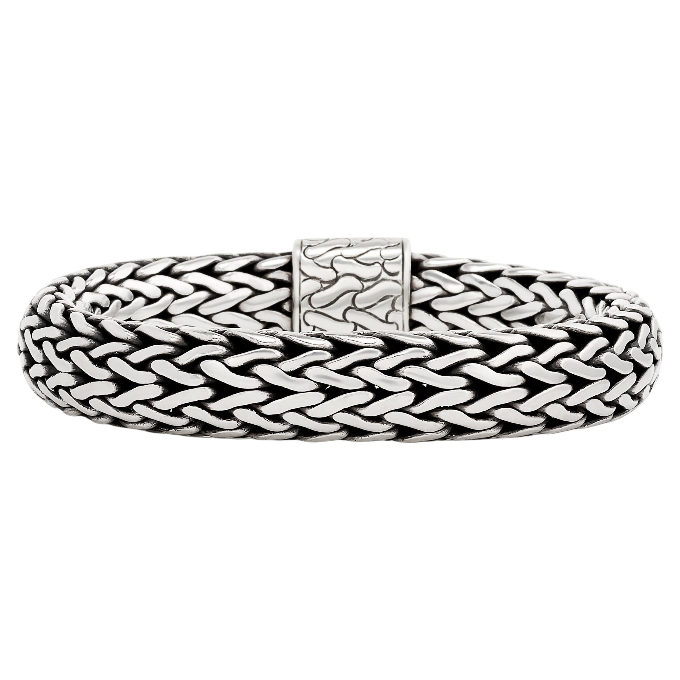 John Hardy Sterling Silver Breites Weizen-Kettenarmband