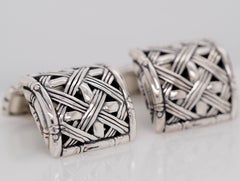John Hardy Sterling Silver Woven Bamboo Cufflinks
