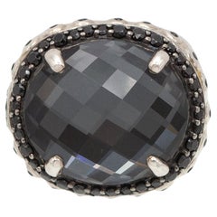 John Hardy Sterling Smoky Quartz and Black Spinel Ring