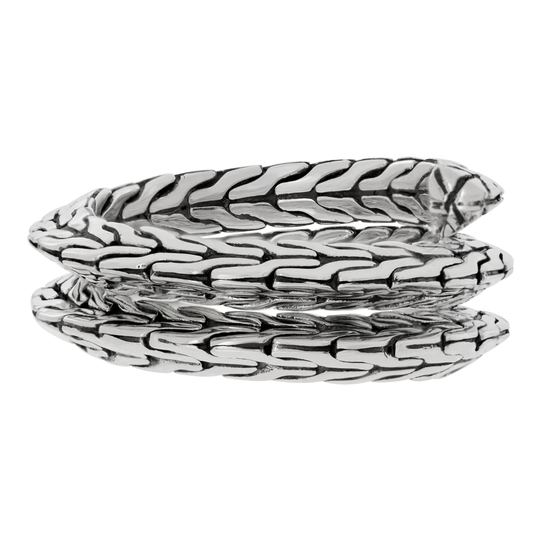 John Hardy anello in argento a doppia spirale tiga In condizioni ottime in vendita a Surfside, FL