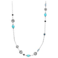 John Hardy Turquoise Sapphire Sterling Silver Sautoir Necklace