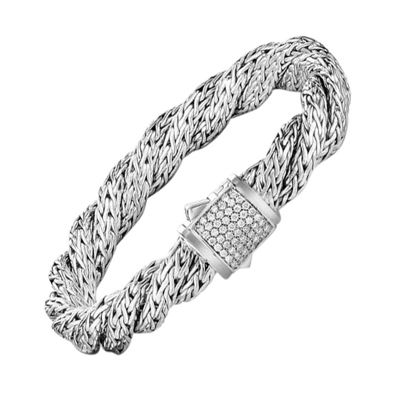 John Hardy Twisted Chain Bracelet with Diamonds BBP998182DIXM