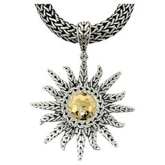 John Hardy Two-Tone Hammered Sun Pendant Necklace in Sterling and 22 Karat Gold