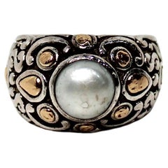 John Hardy Vintage 18k Gold 
Sterling Silver Pearl Cocktail Ring