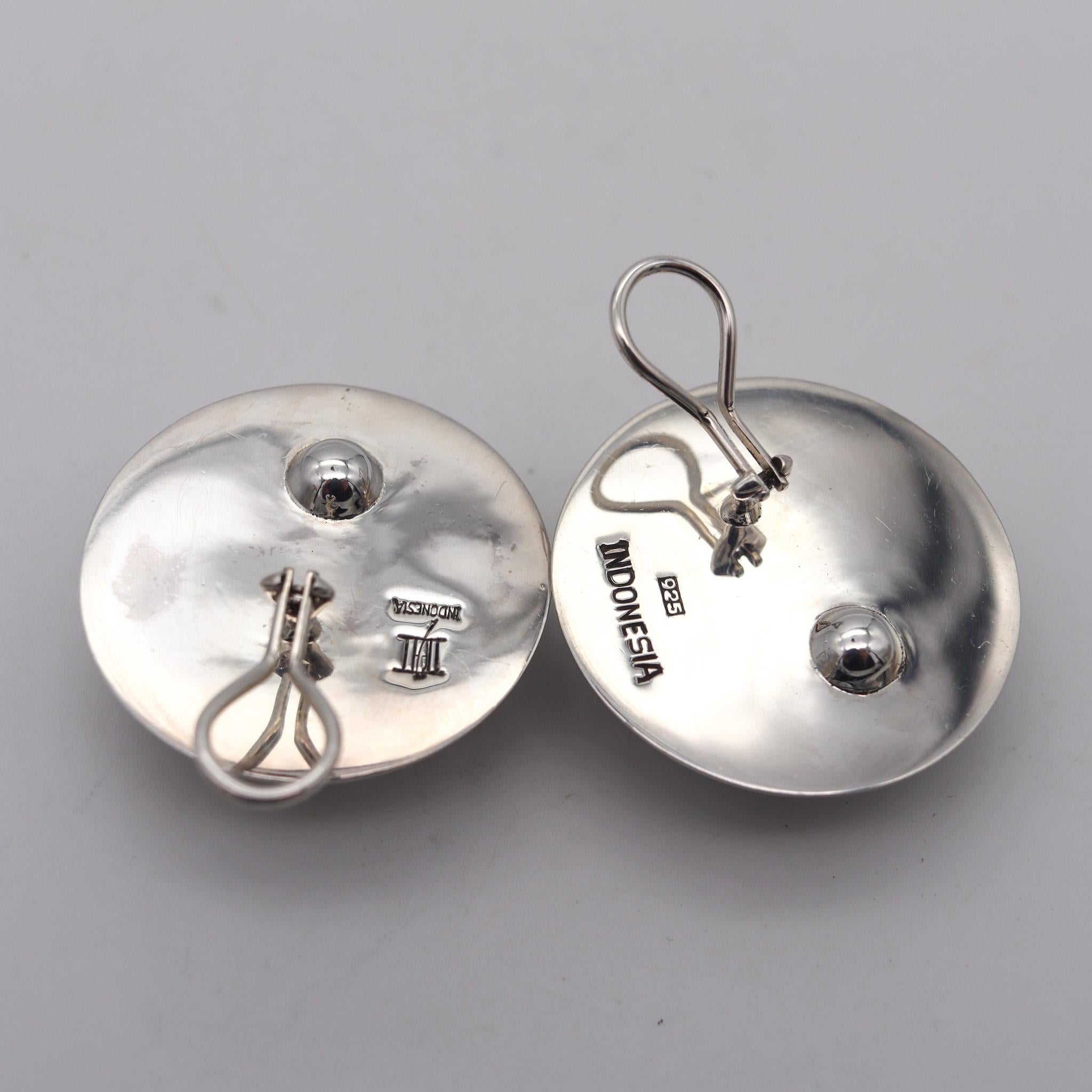 Modernist John Hardy Vintage Celestial Stars Domed Clip-On Errings In .925 Sterling Silver For Sale