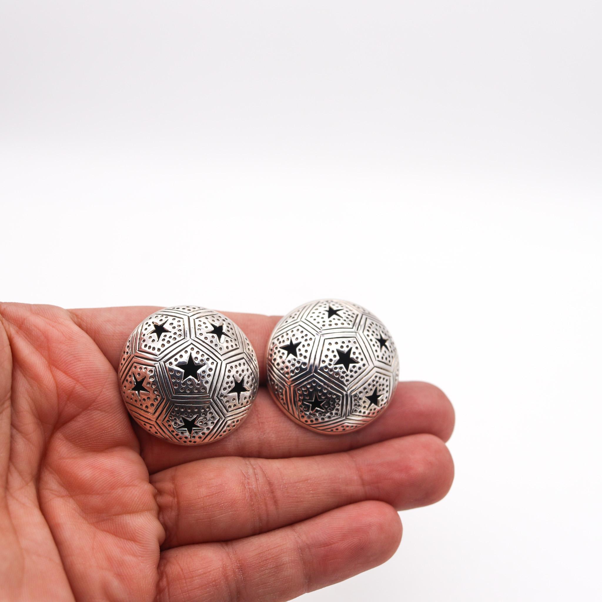 Pendientes con clip John Hardy Vintage Celestial Stars Domed En Plata de Ley 925 en Excelente estado para la venta en Miami, FL
