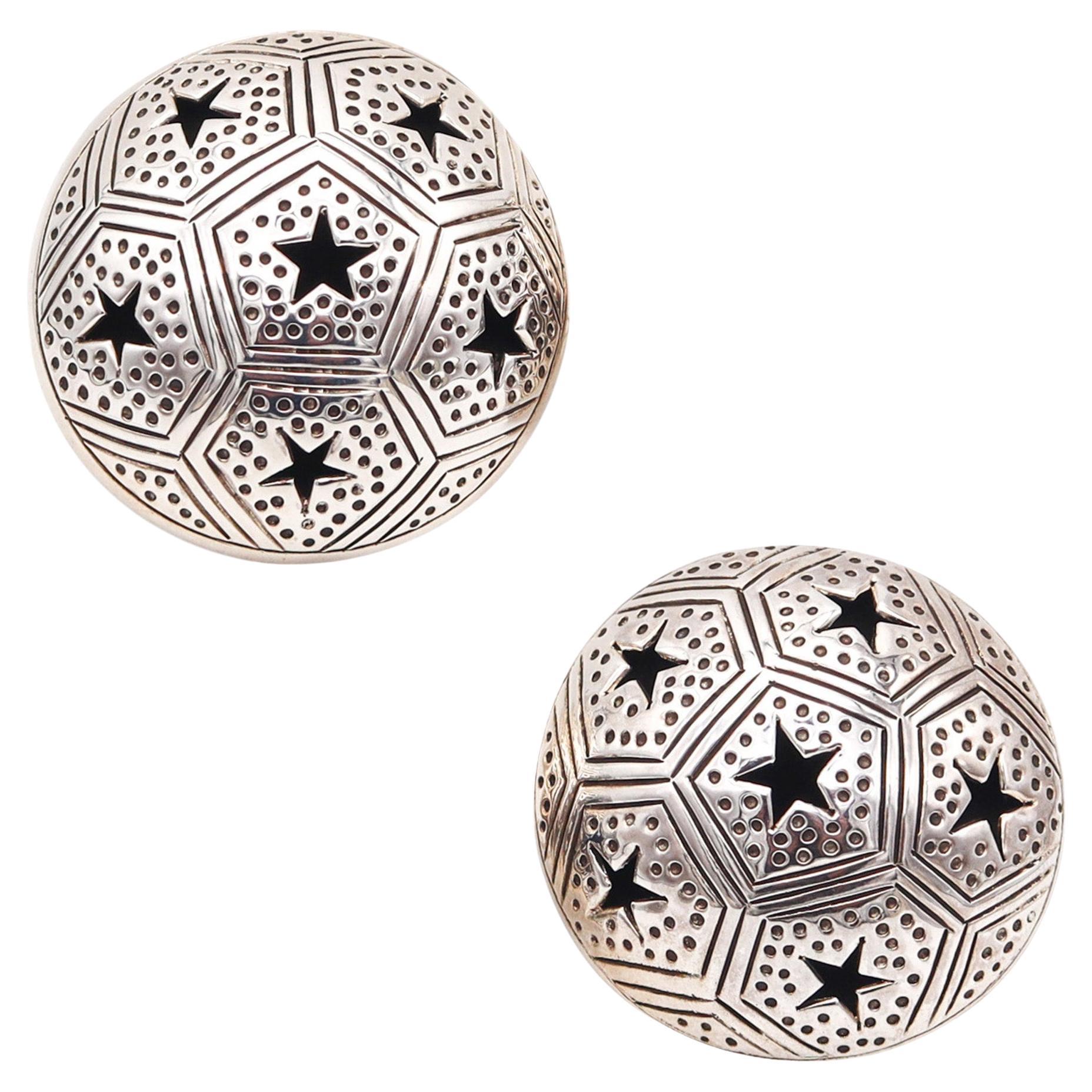 Pendientes con clip John Hardy Vintage Celestial Stars Domed En Plata de Ley 925