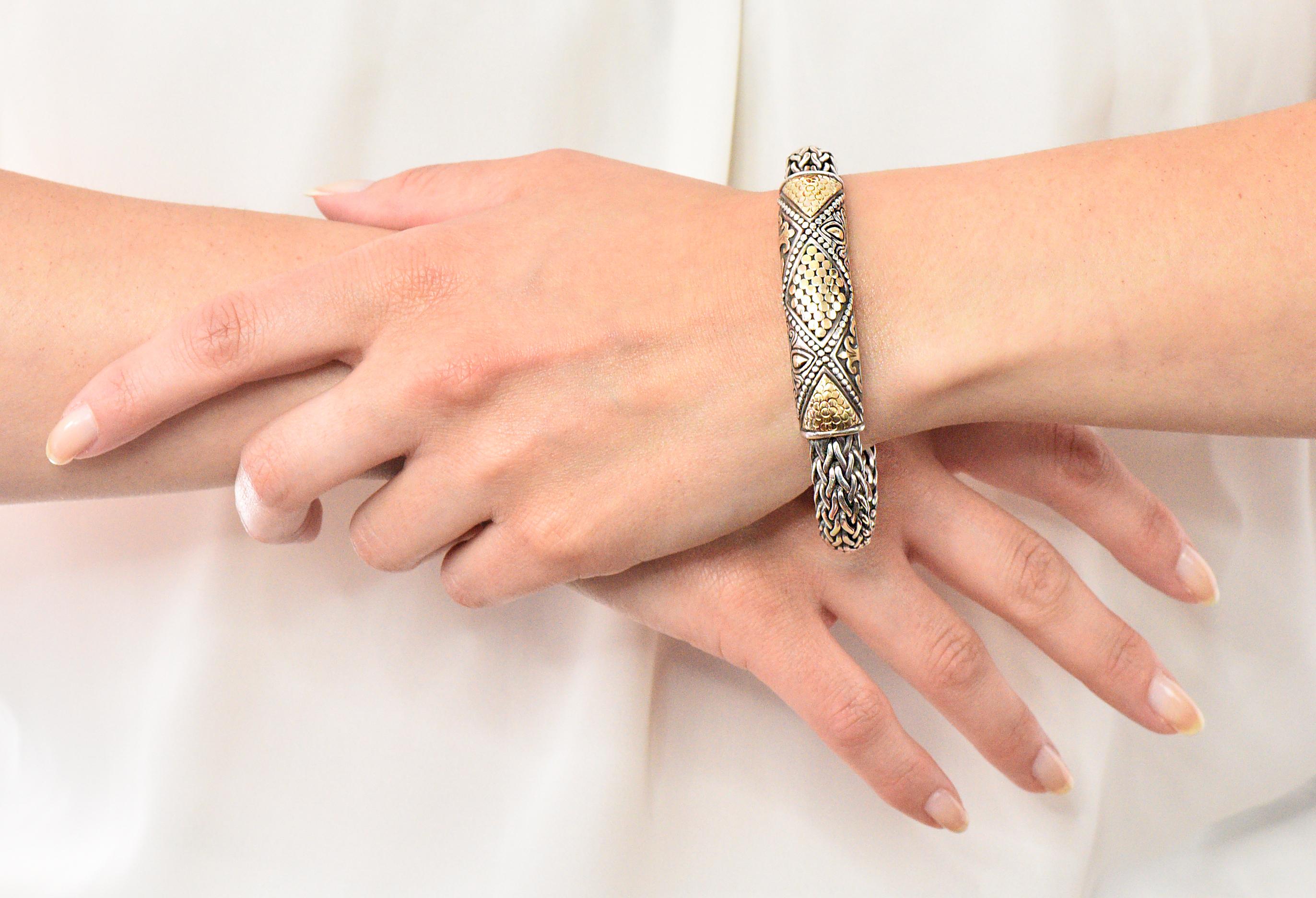 John Hardy Vintage Sterling Silver 18 Karat Gold Bracelet 3