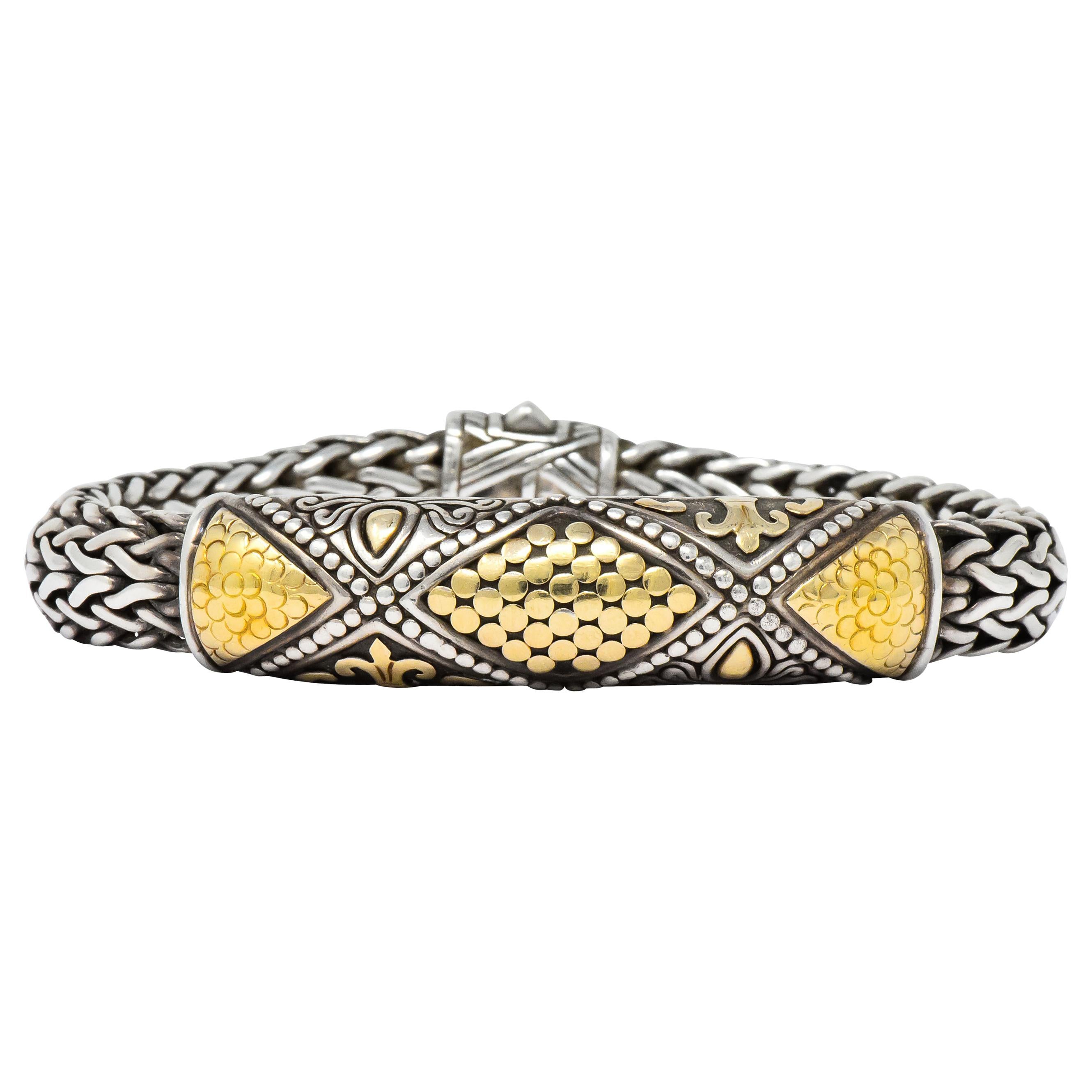 John Hardy Vintage Sterling Silver 18 Karat Gold Bracelet