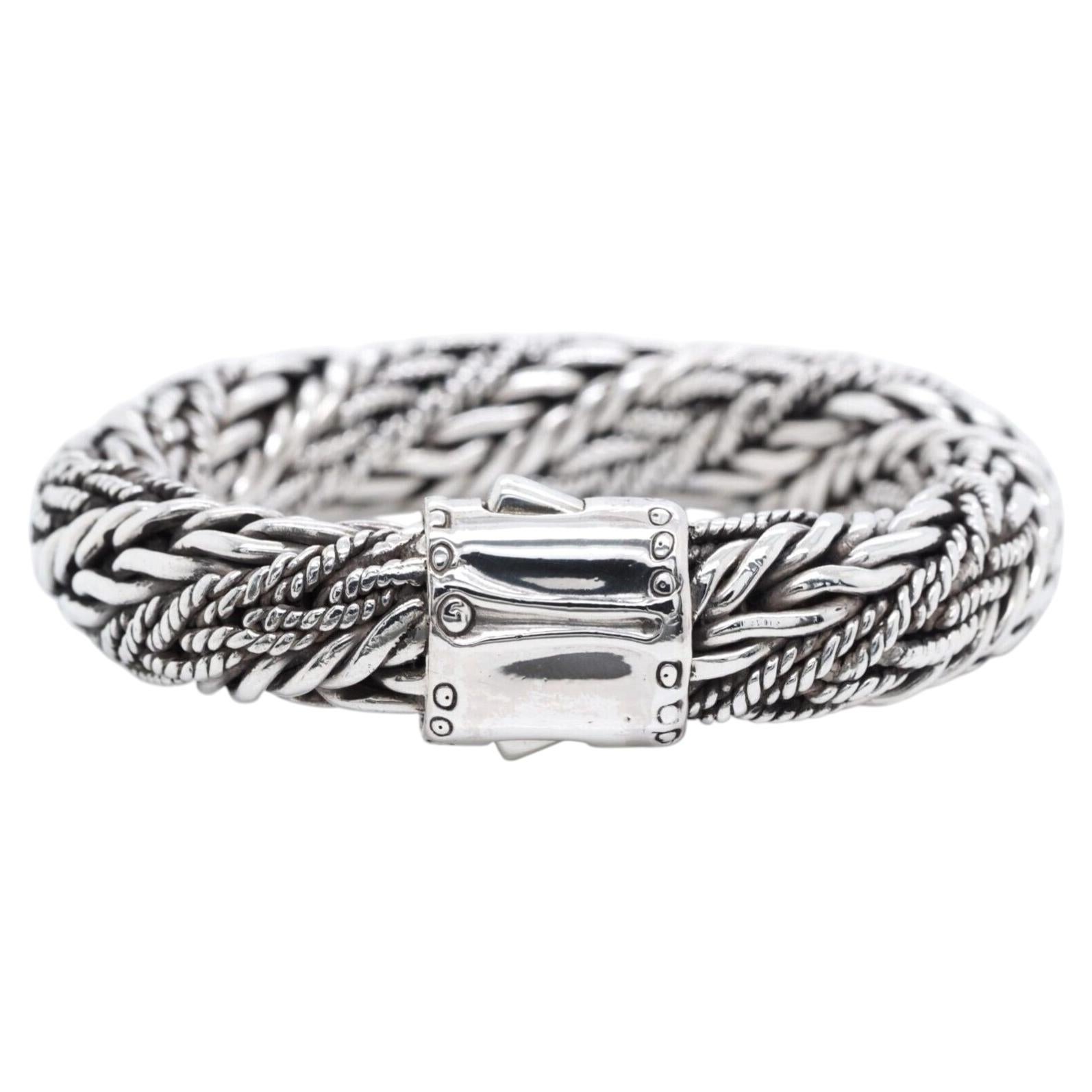 John Hardy Vintage-Armband aus Sterlingsilber mit klassischer Kette, 13 mm, 122 g, Herren, 6"