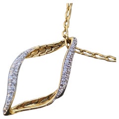 John Hardy Wave Diamond Pendant Necklace 18k Yellow Gold 16" 18"