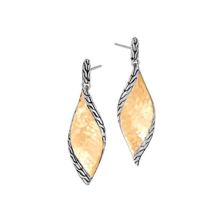 John Hardy Boucles d'oreilles en goutte martelées en forme de vague EZ90081