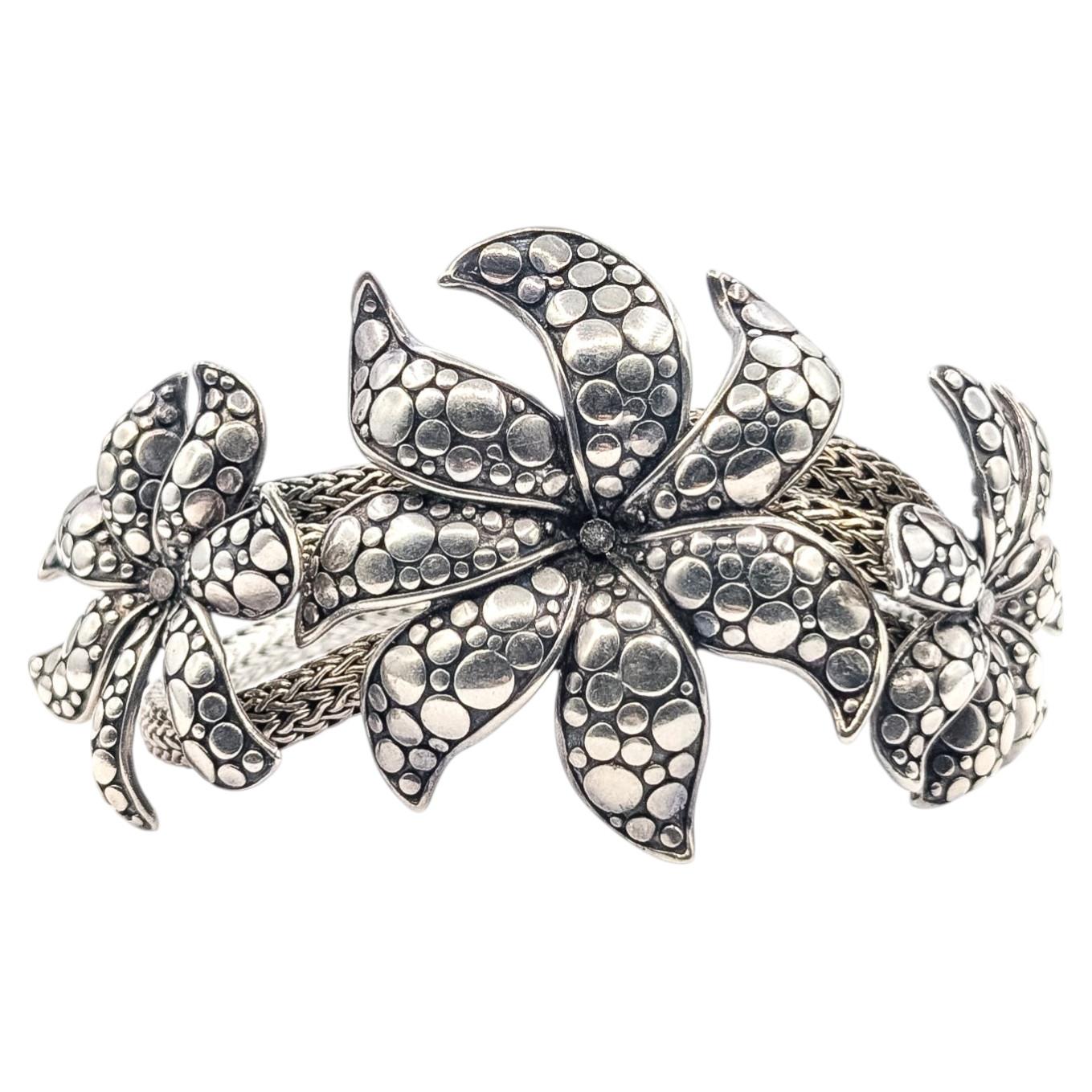John Hardy Bracciale a 3 fiori con catena di grano in John Silver