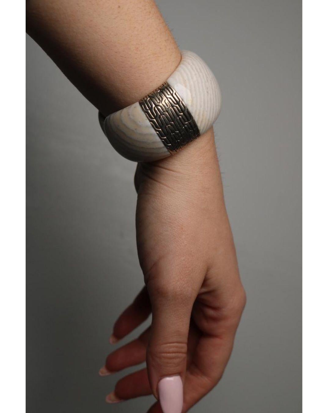 John Hardy White Agate Cuff Bracelet Sterling Silver Fit Size 7 Inches For Sale 5