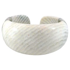 John Hardy White Agate Cuff Bracelet Sterling Silver Fit Size 7 Inches