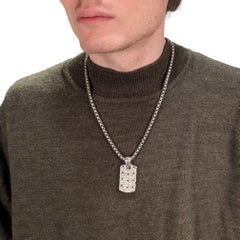 John Hardy White Sapphire Naga Dog Tag Pendant