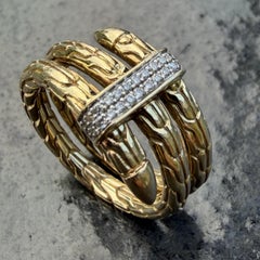 John Hardy Wide Spear 14k Yellow Gold Diamond Ring Band sz 6 10.2g 3975 retail