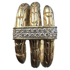 John Hardy Wide Spear 14k Yellow Gold Diamond Ring Band sz 6 10.2g 3975 retail