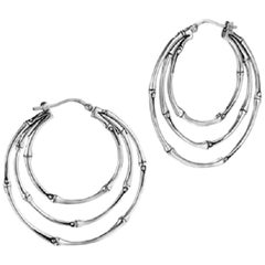 John Hardy Women's Bamboo Silver Medium Side Facing Orbital Hoop Earrings