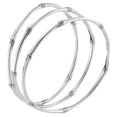 John Hardy - Ensemble de 3 bracelets jonc minces en argent et bambou pour femmes BB571312XM