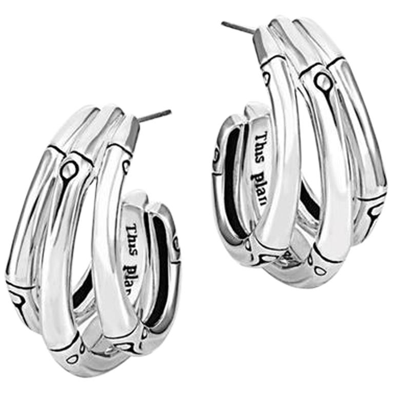 John Hardy Women's Bamboo Silver Small J Hoop Earrings, EB5759