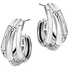 John Hardy Women's Bamboo Silver Small J Hoop Earrings, EB5759
