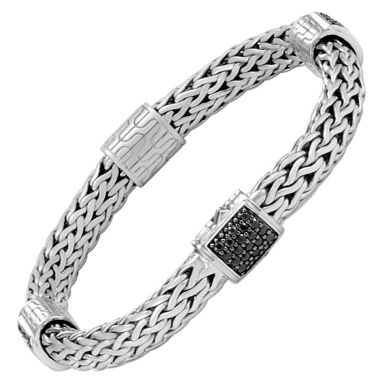 John Hardy Women's Chain Silver Bracelet with Black Sapphire, BBS904714BLSXM