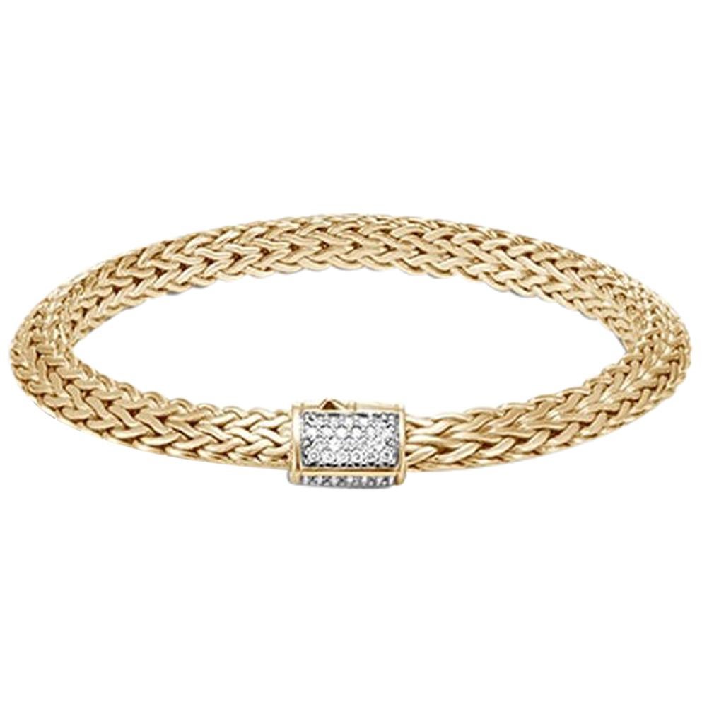 Chaîne classique John Hardy pour femme en or 18 carats avec pavé de diamants (0,05 ct), BGX905032DIXM