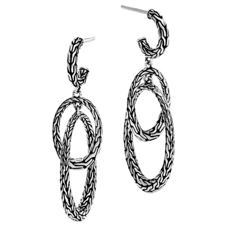 John Hardy Women's Classic Chain Silver Drop Earrings, EB996677