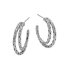 John Hardy Women's Classic Chain Silver Small Hoop Earrings EB97103
