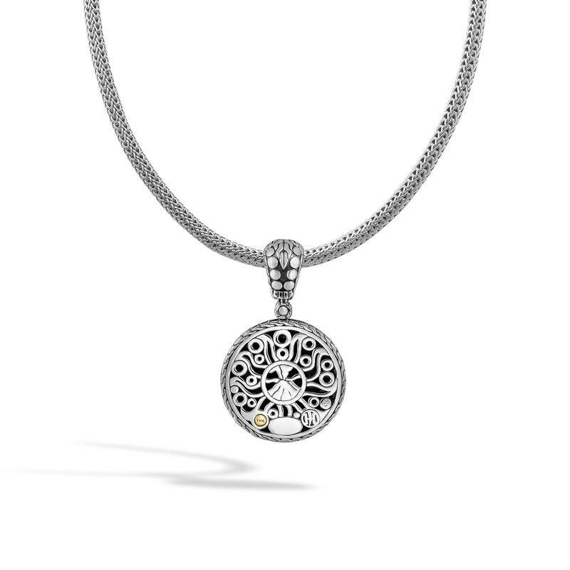 John Hardy Women's Dot Enhancer.
Sterling Silver and 18k Bonded Yellow Gold
Enhancer measures 46mm x 28mm
Chain Sold Separately
NP33741Z
