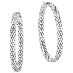 John Hardy Women's Modern Chain Silver Medium Hoop Earrings