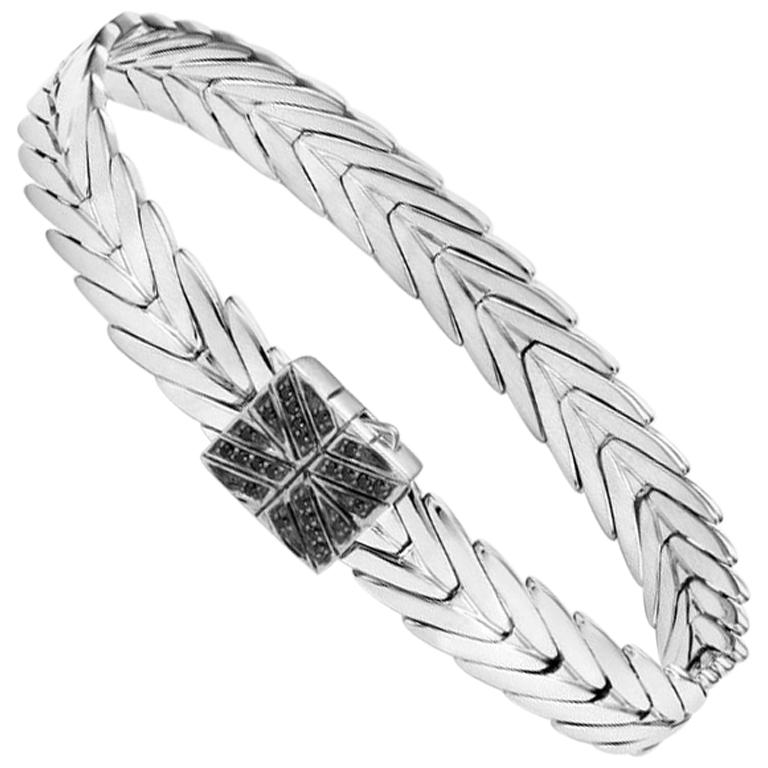 John Hardy Women's Silver Bracelet with Black Sapphire, BBS932704BLSBNXM