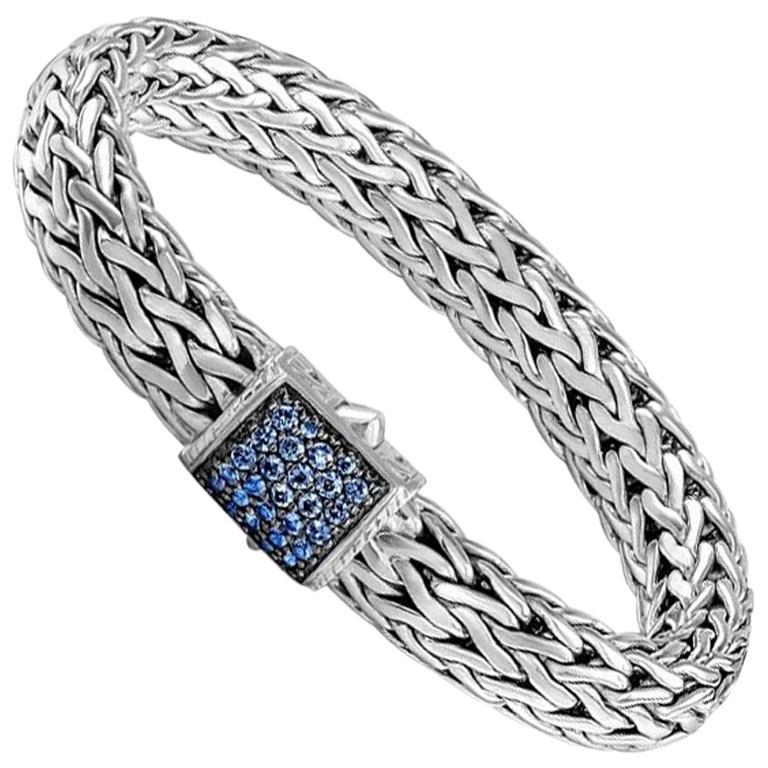 John Hardy Women's Silver Bracelet with Blue Sapphire, Size M, BBS94052BSPXM