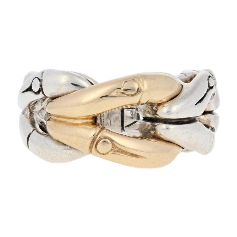 John Hardy Woven Bamboo Ring, Sterling Silver and 18 Karat Yellow Gold Statement