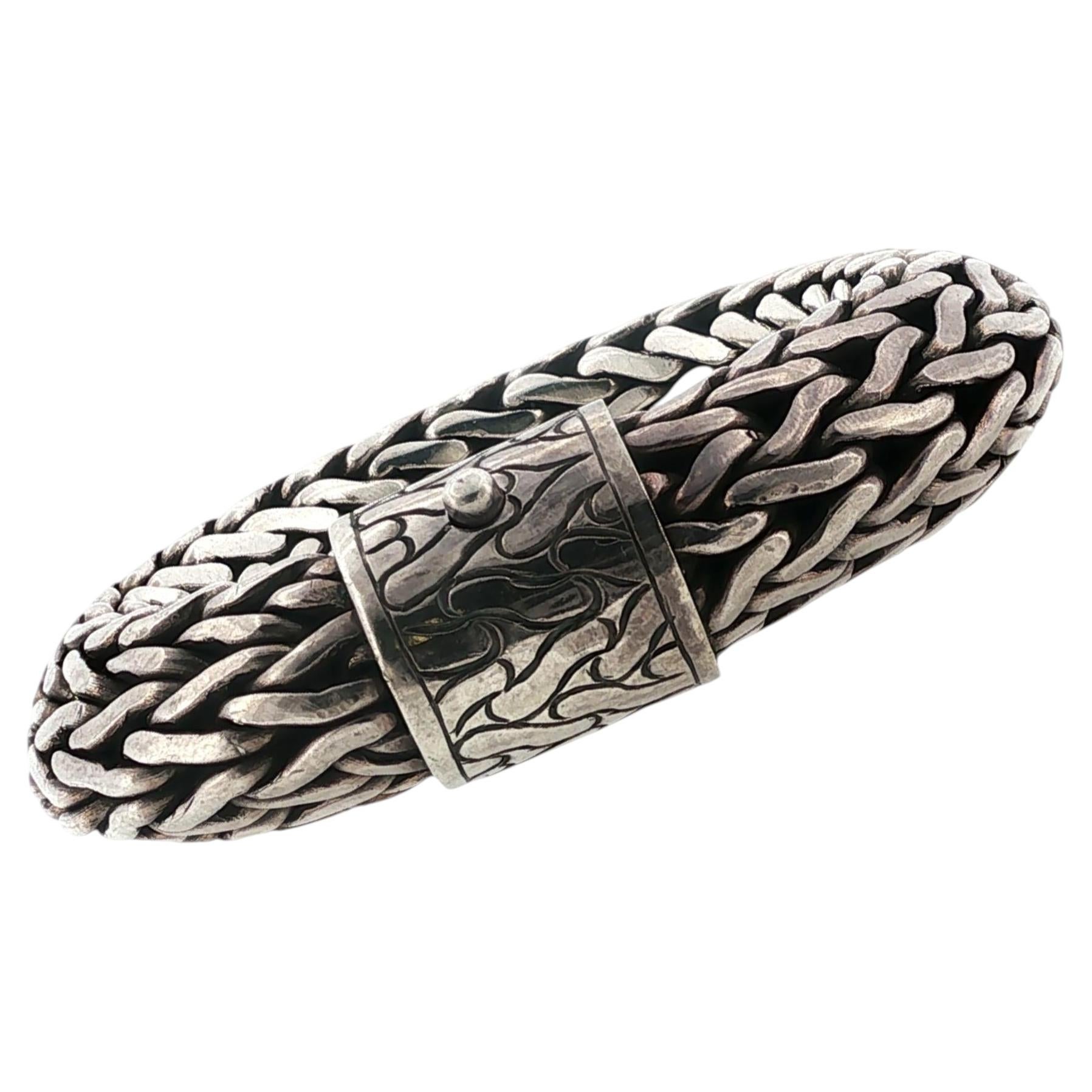Pre-owned John Hardy Woven Classic Chain Sterling Silver 22mm Vintage Bracelet Rare In Multiple