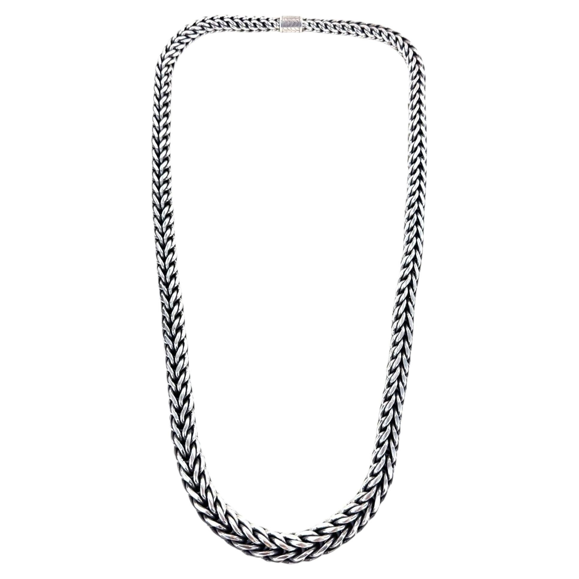 Pre-owned John Hardy Woven Classic Chain Sterling Silver 36 Inch Tapered Vintage Necklace In Multiple