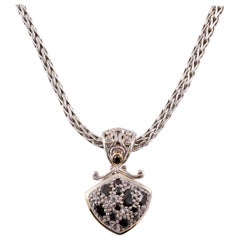 "John Hardy" Yellow Gold Black White Sapphire Pendant and Chain