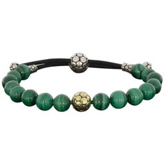 John Hardy Yellow Gold Dot Bead Malachite Cord Bracelet