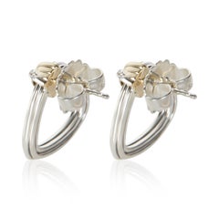 John Hardy Yellow Gold & Sterling Silver Diamond Bamboo Heart Earrings