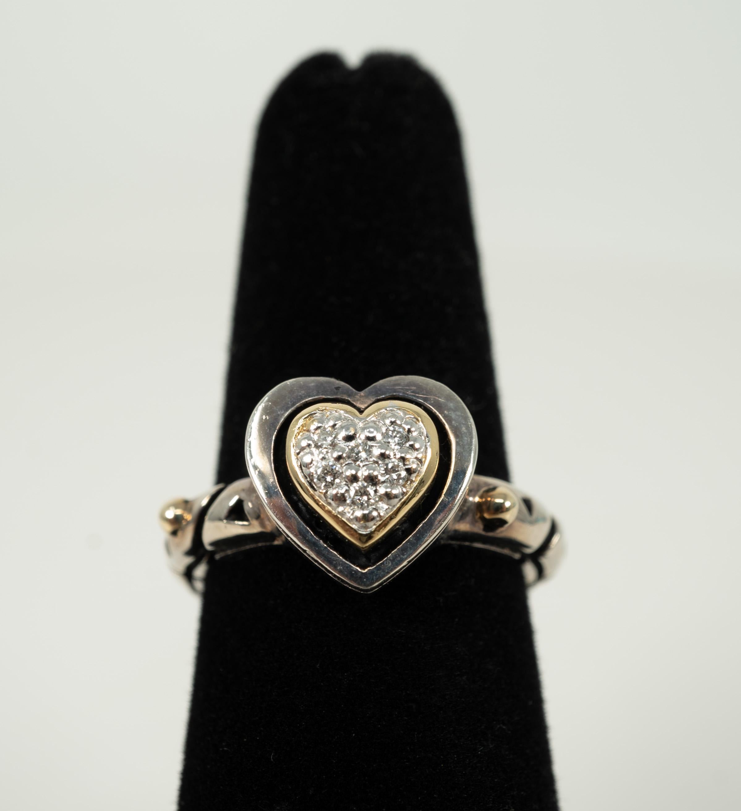 Women's or Men's Yellow Gold Sterling Silver Diamond Ring For Sale