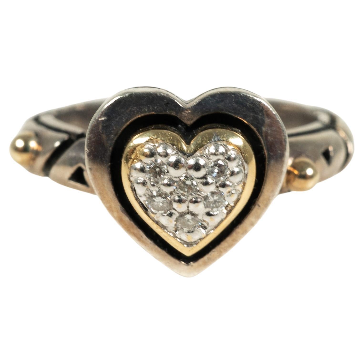 Yellow Gold Sterling Silver Diamond Ring For Sale