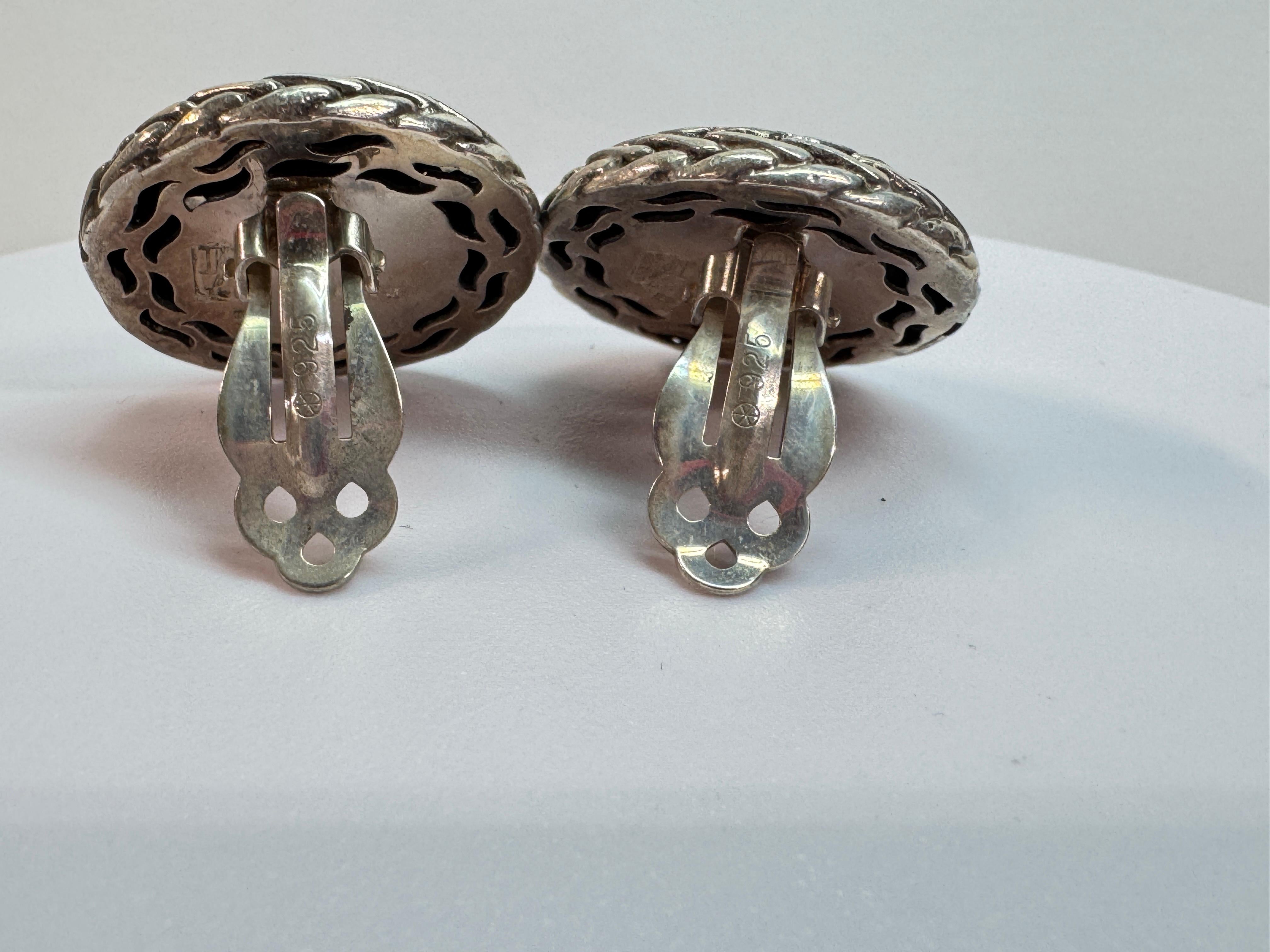 Women's or Men's John Hardy Yellow Gold Sterling Wheat Clip-On Earrings For Sale