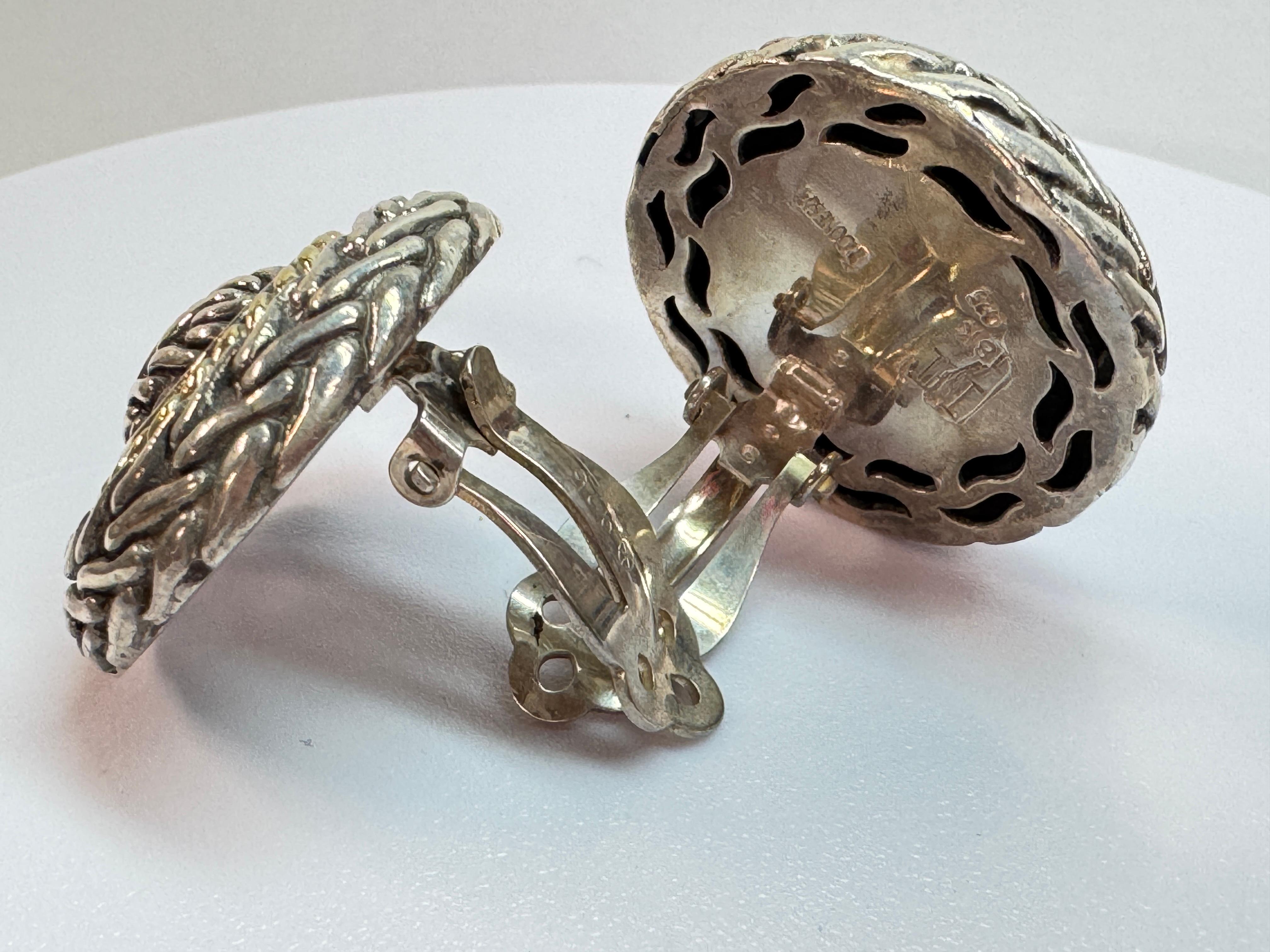 John Hardy Yellow Gold Sterling Wheat Clip-On Earrings For Sale 2