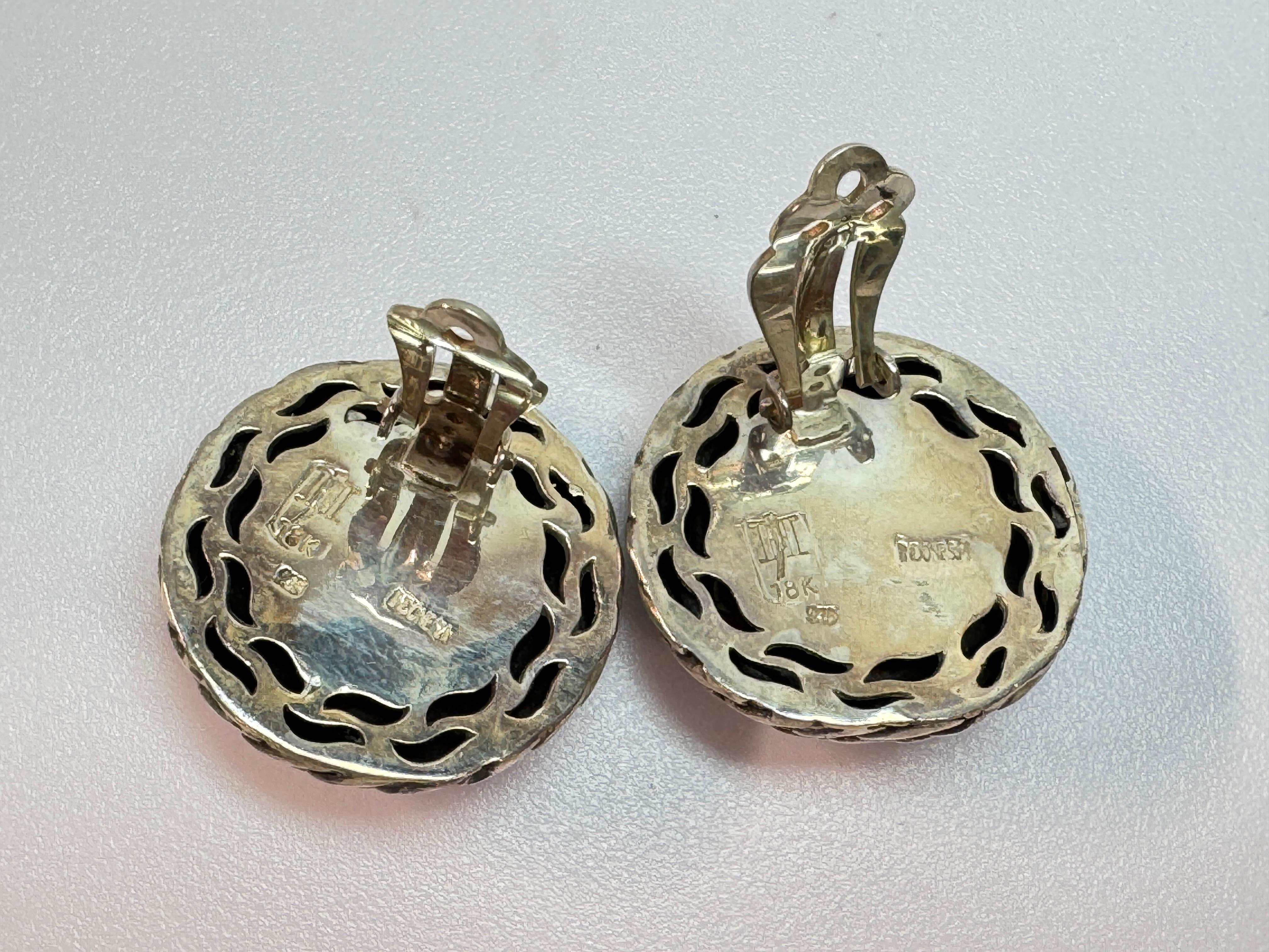 John Hardy Yellow Gold Sterling Wheat Clip-On Earrings For Sale 3