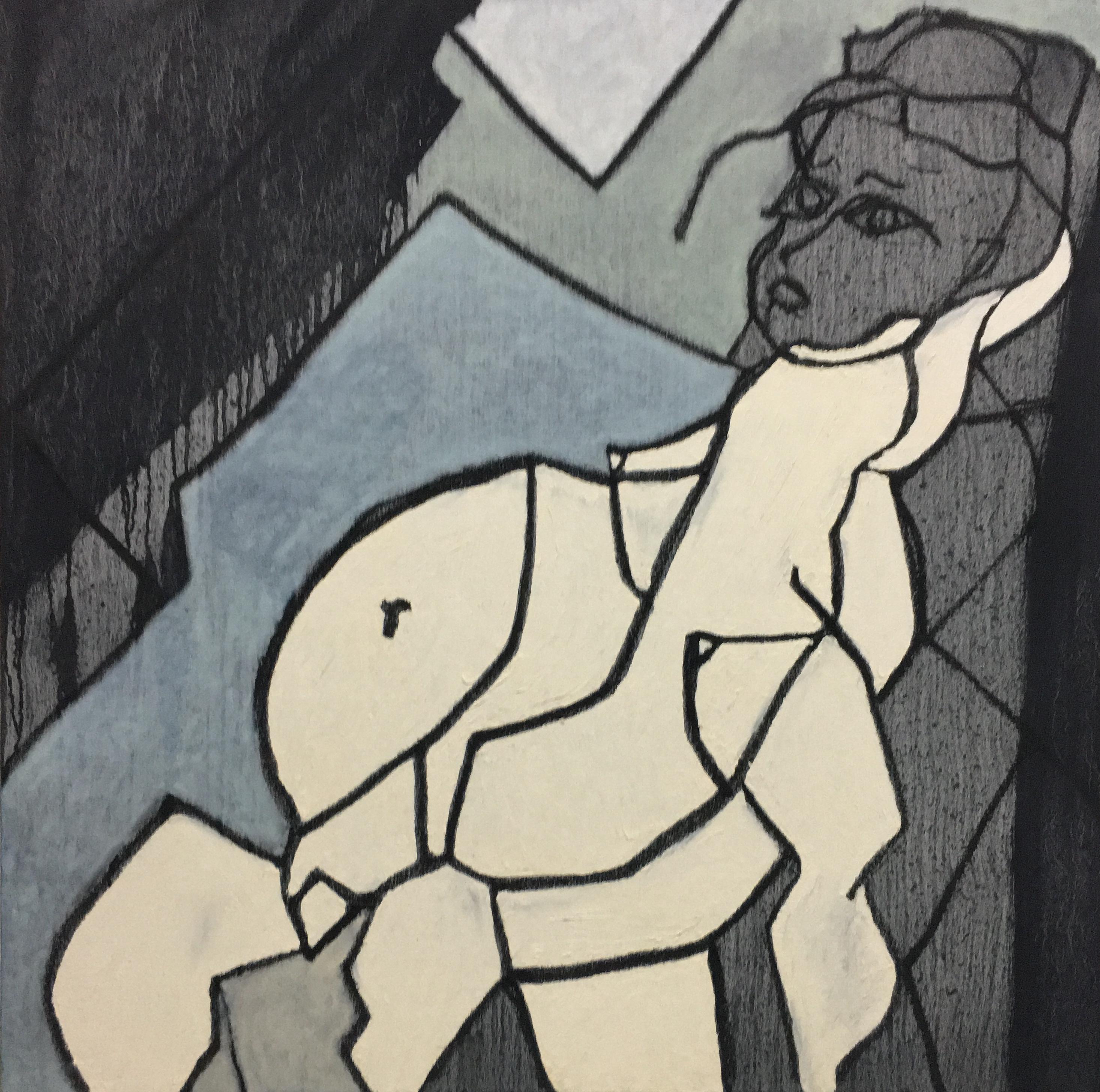 John Haro Abstract Painting - "Pregnant Woman II"