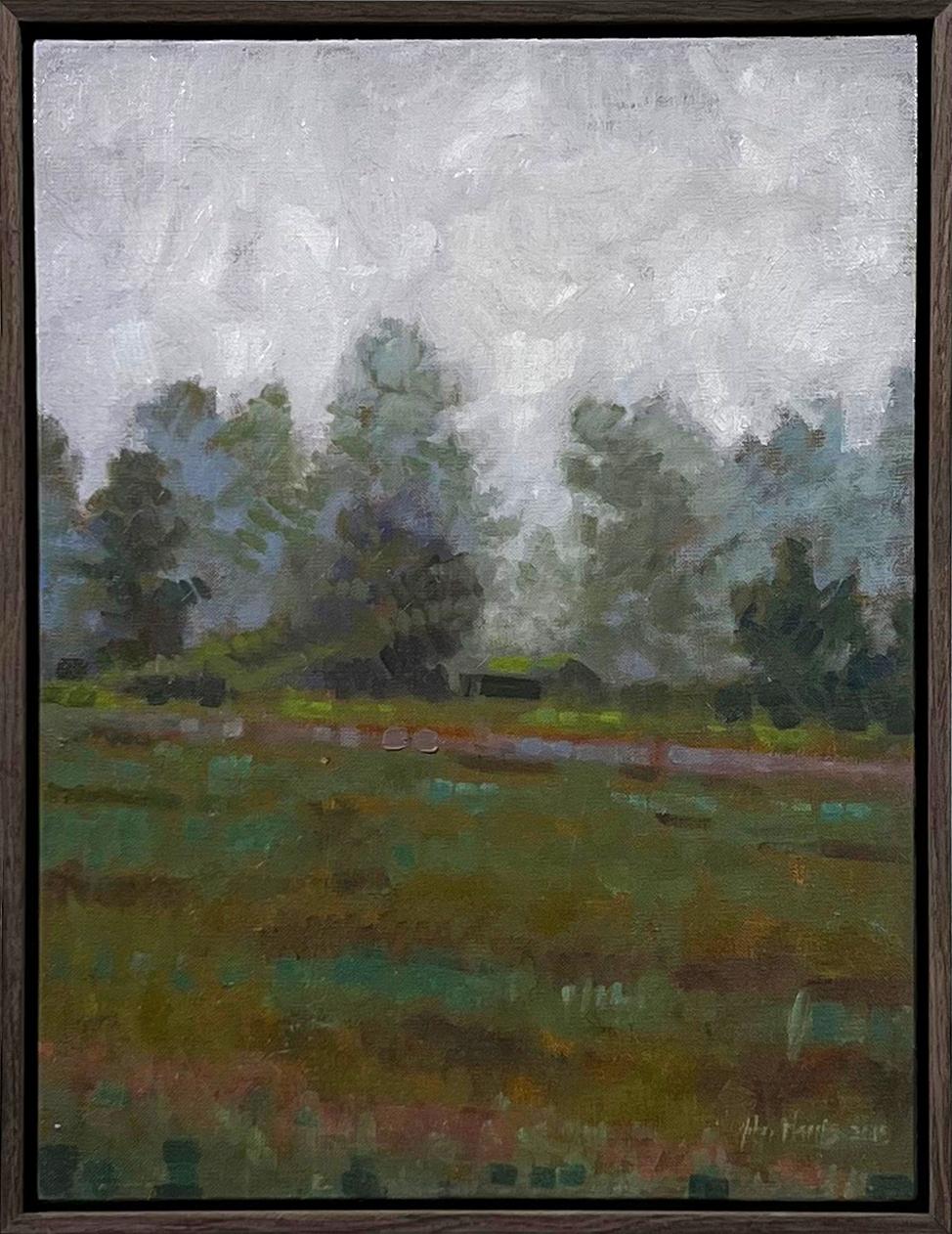 John Harris Landscape Painting - "Afternoon Fog, " Impressionistic Landscape Oil Painting