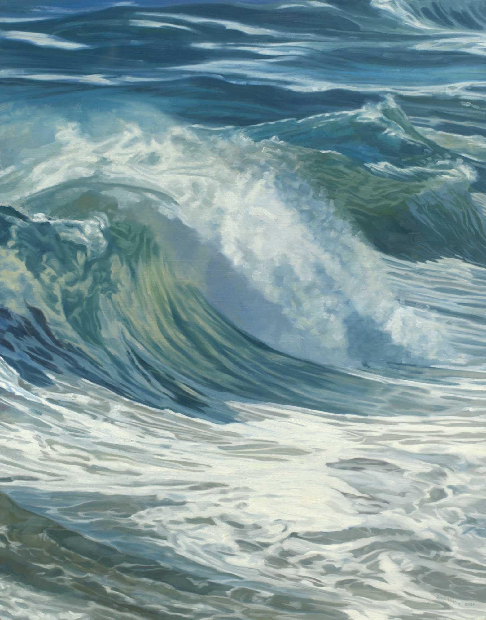 "Breaker, " Realistic Coastal Oil Painting