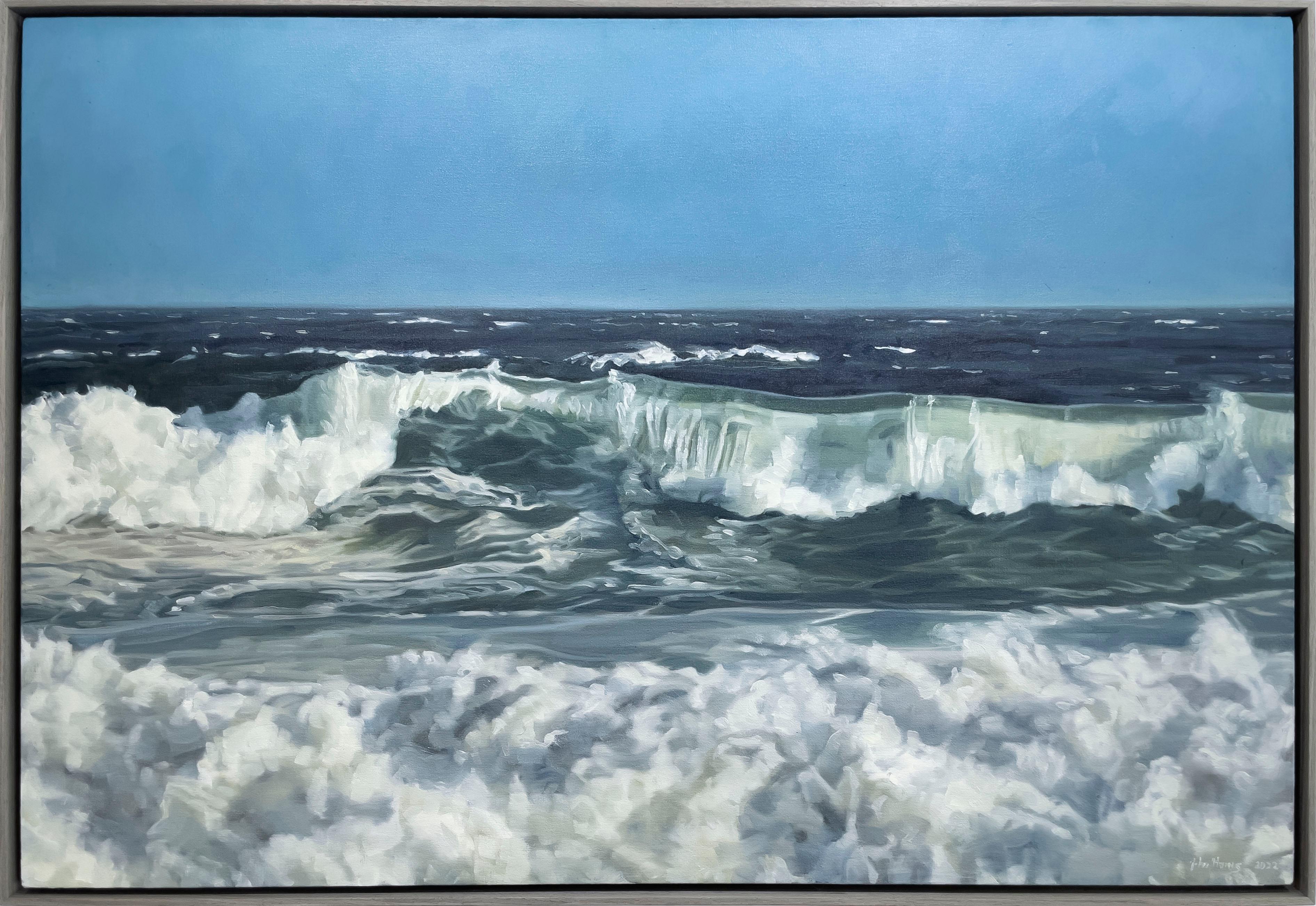 Landscape Painting John Harris - ""Boucleur"", peinture  l'huile raliste du littoral