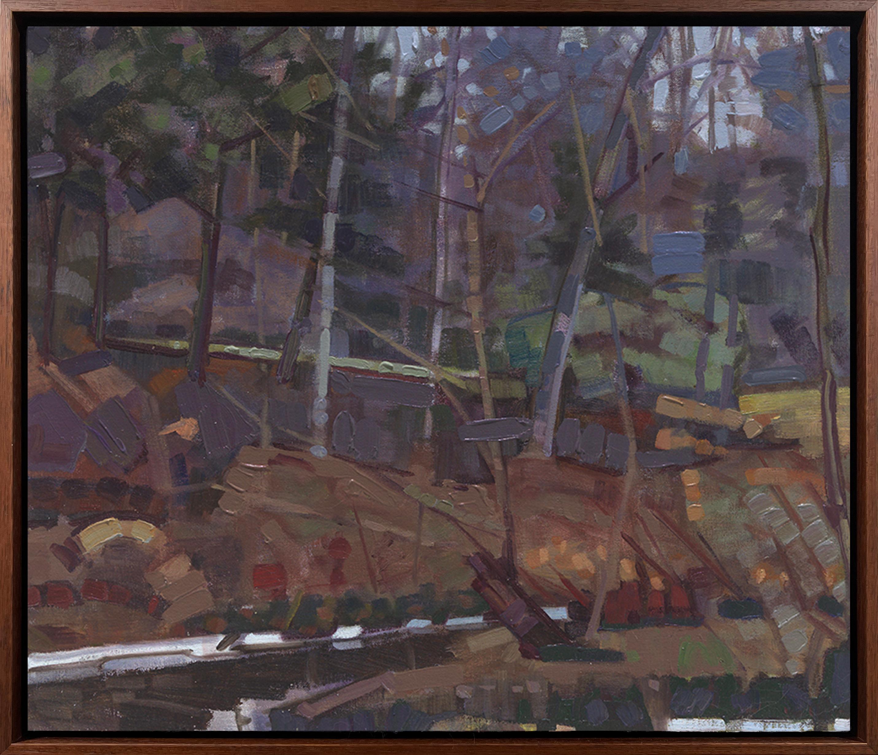 John Harris Landscape Painting - "January Thaw, " Impressionistic Landscape Oil Painting